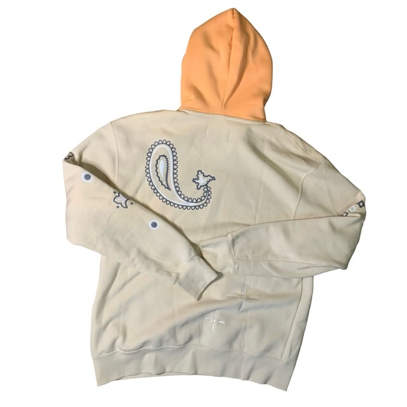 Used Jordan x Russell Westbrook Why Not Khaki Orange Paisley Hoodie Large - Picture 2 of 3